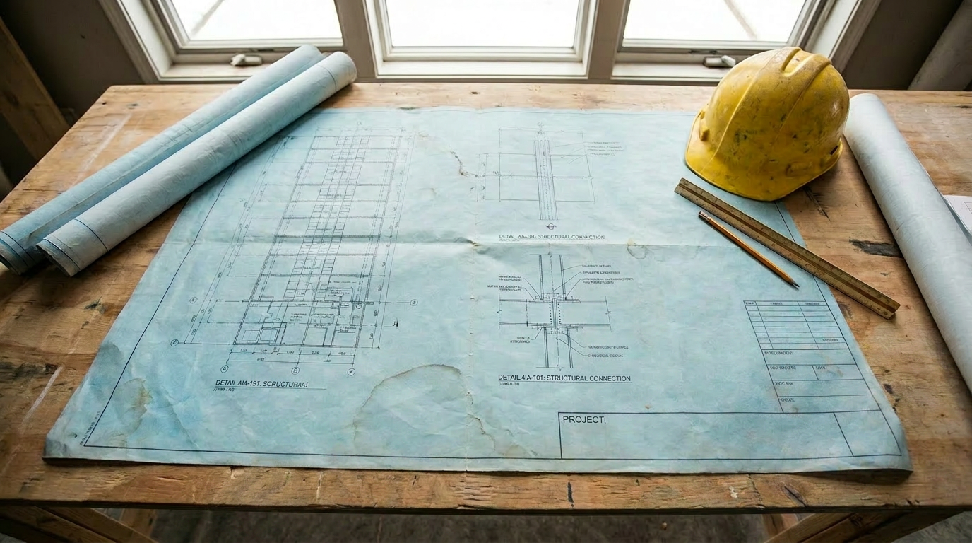 Deschampsconstructions project managers reviewing plans on site